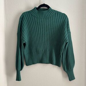 Emerald Green Ribbed Women's Sweater